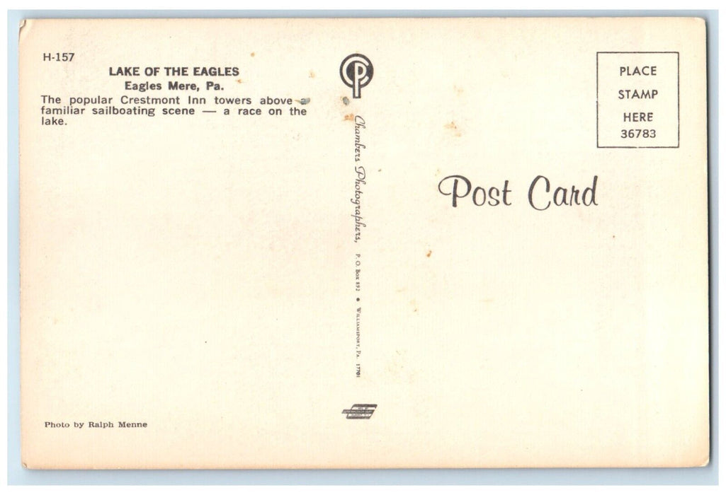 Lake Of The Eagles Eagles Mere Pennsylvania PA, Sailboating Scene Postcard