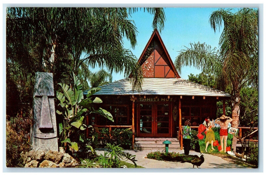 Little Kahnon God Of Birds Tahiti Hut Tiki Gardens Indian Rock Beach FL Postcard