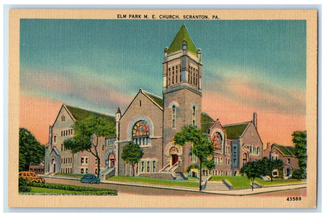 c1930's Elm Park ME Church Cars Scranton Pennsylvania PA Vintage Postcard