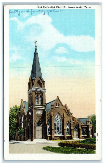 1953 First Methodist Church Brownsville Tennessee TN Posted Vintage Postcard