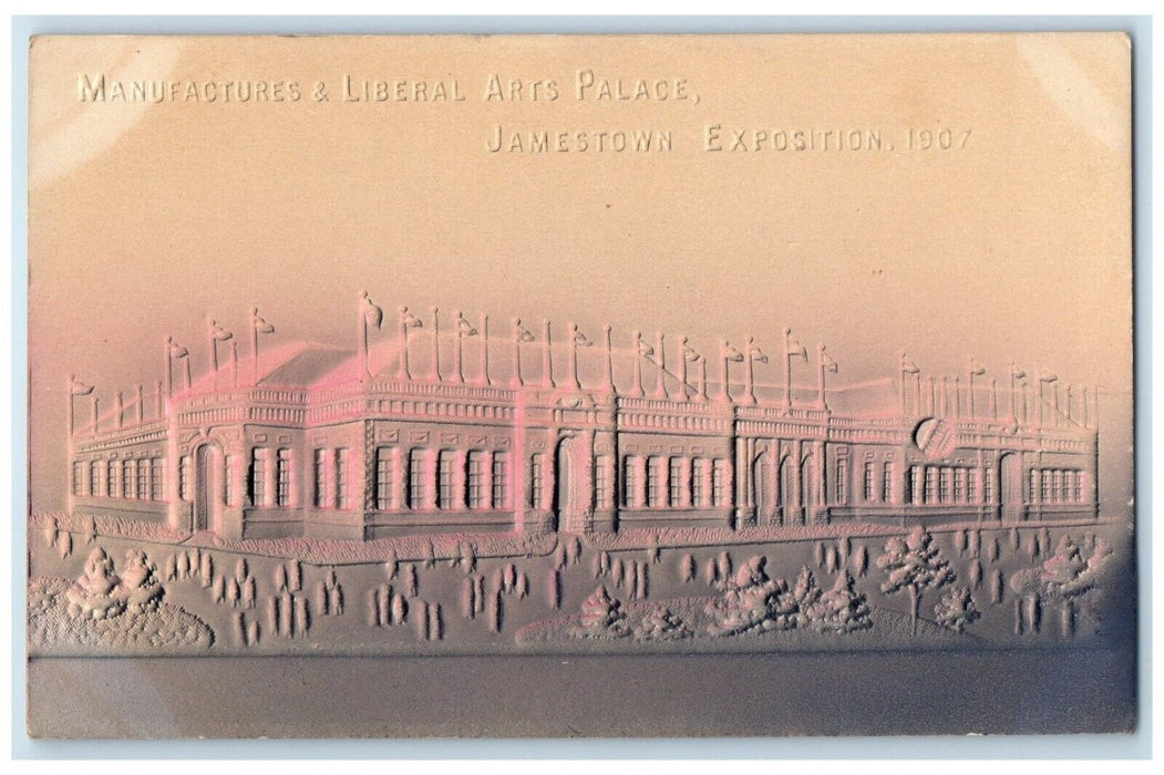 1910 Manufactures Liberal Arts Palace Jamestown Exposition Airbrushed Postcard