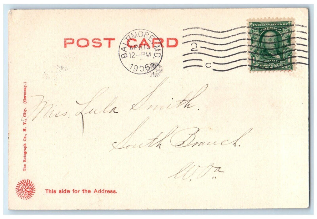 1906 Westminster Church Burial Place Edgar Allen Poe Baltimore Maryland Postcard