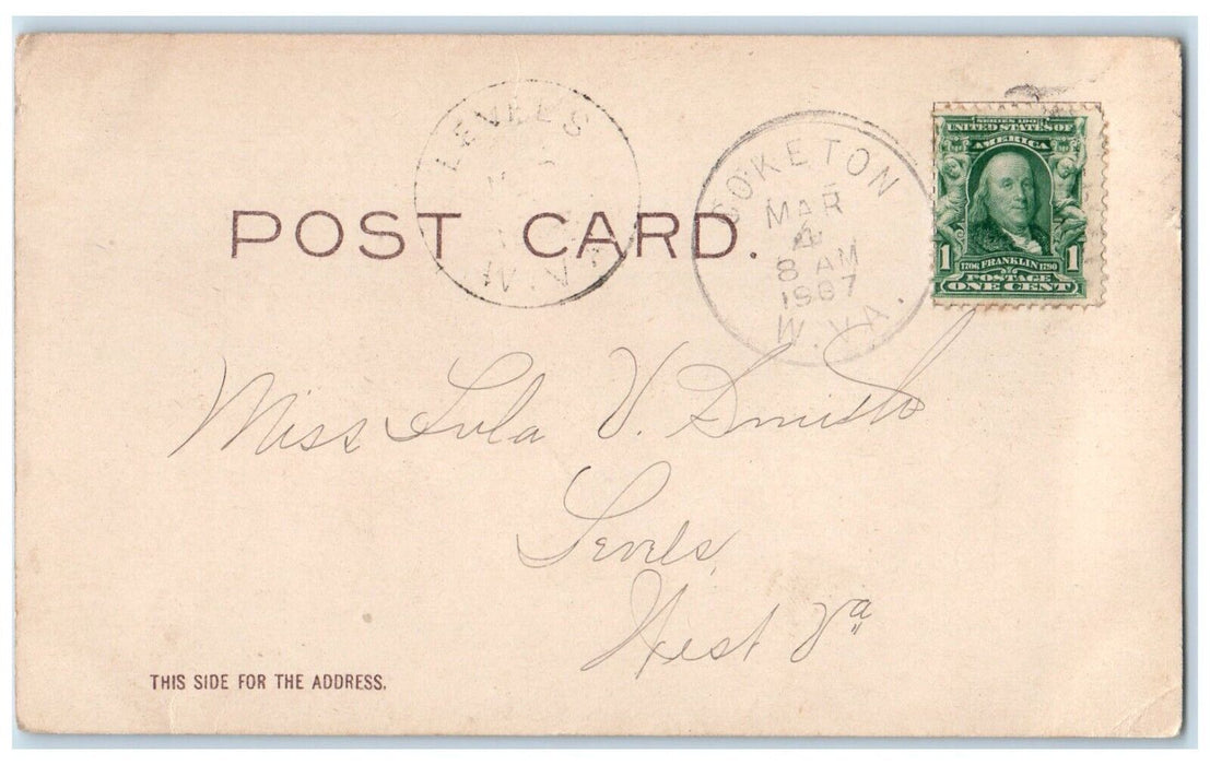 1907 Valentine Cupid Angel Banjo Trumpet Egg Nest Coketon WV Antique Postcard