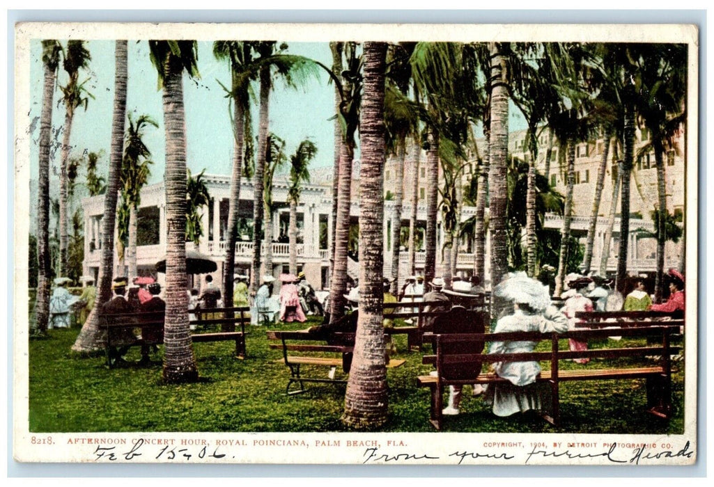 1906 Afternoon Concert Hour Royal Poinciana Exterior Palm Beach Florida Postcard
