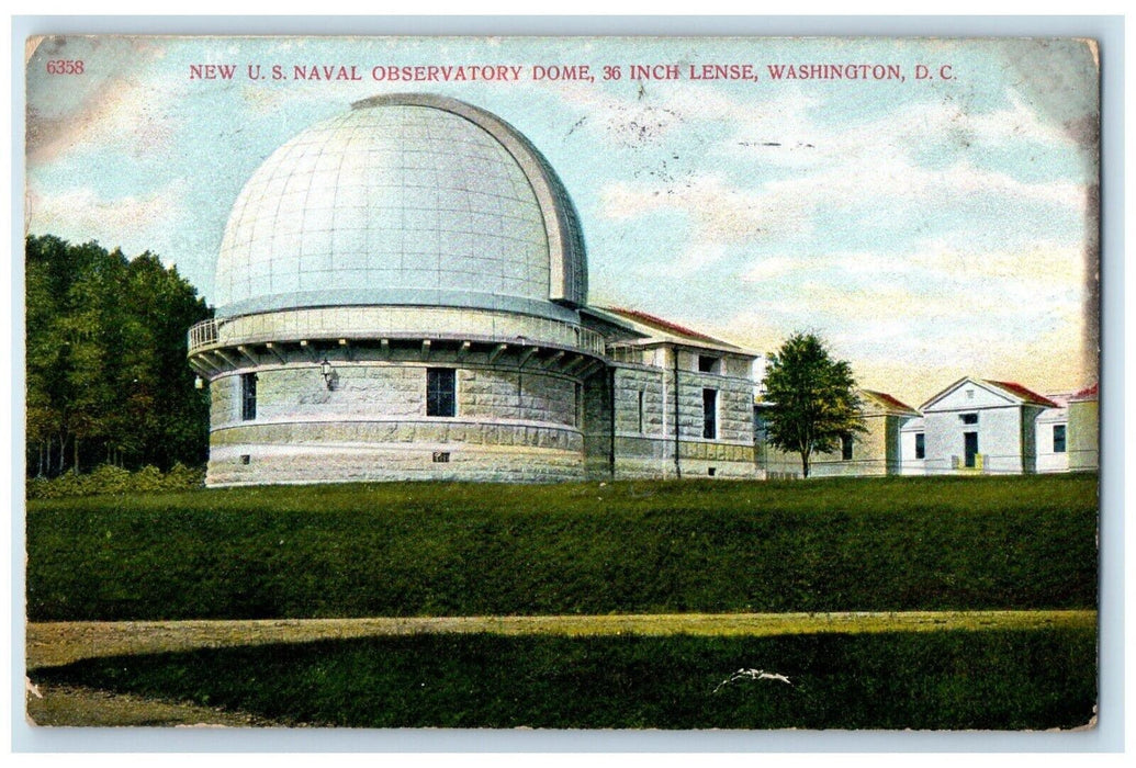 1907 New U.S. Naval Observatory Dome Inch Lense Exterior Washington DC Postcard