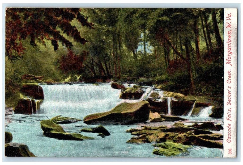 1908 Cascade Falls Deckers Creek River Lake Morgantown West Virginia WV Postcard