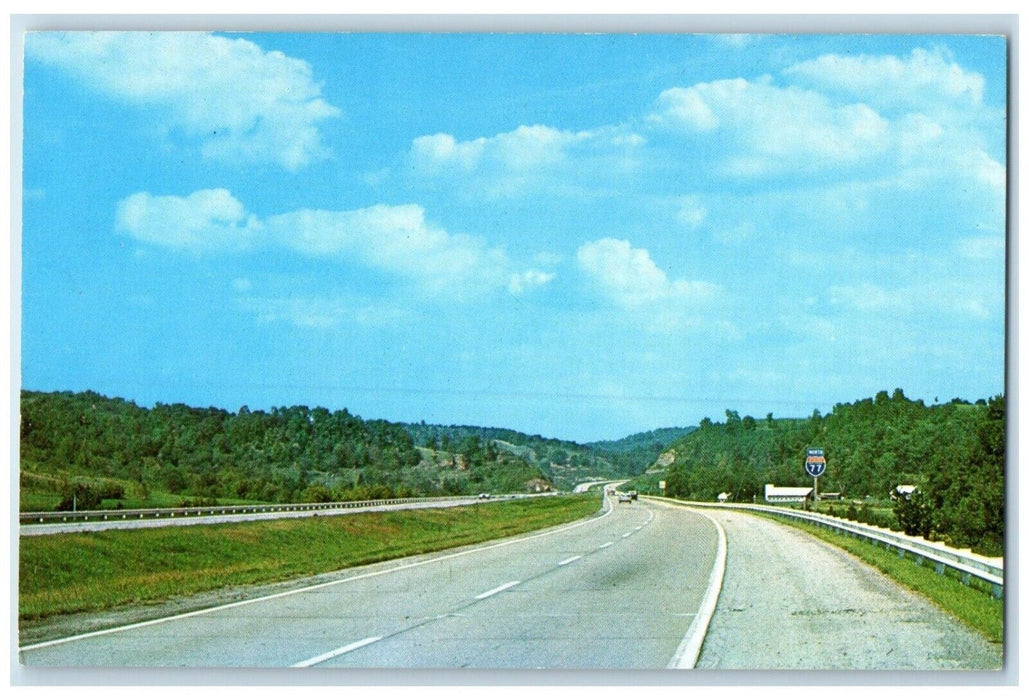 c1960 Interstate 77 Route Williamstown Ohio River Virginia Border WV Postcard