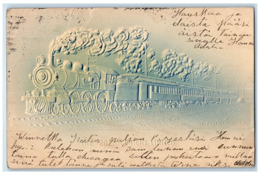1906 The 20th Century Limited Railroad Train Airbrushed Winnetka IL Postcard
