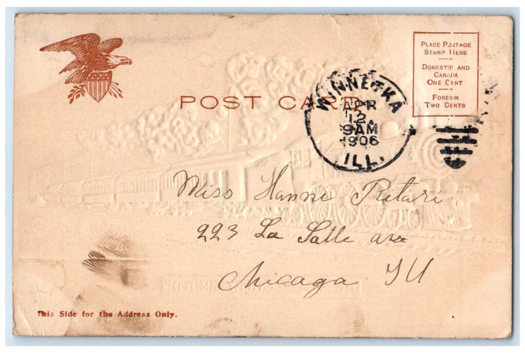 1906 The 20th Century Limited Railroad Train Airbrushed Winnetka IL Postcard