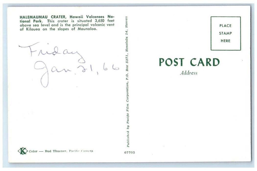 c1960 Halemaumau Crater Hawaii Volcanoes National Park Kilauea Slopes Postcard