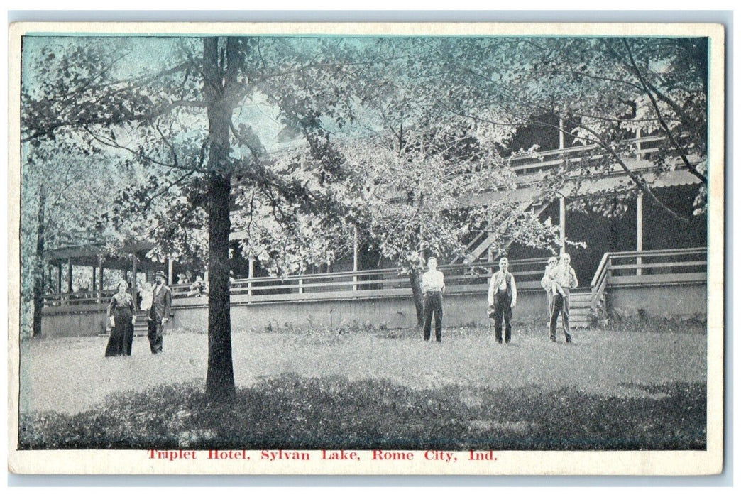 c1910's Triplet Hotel Sylvan Lake Rome City Indiana IN Unposted Antique Postcard