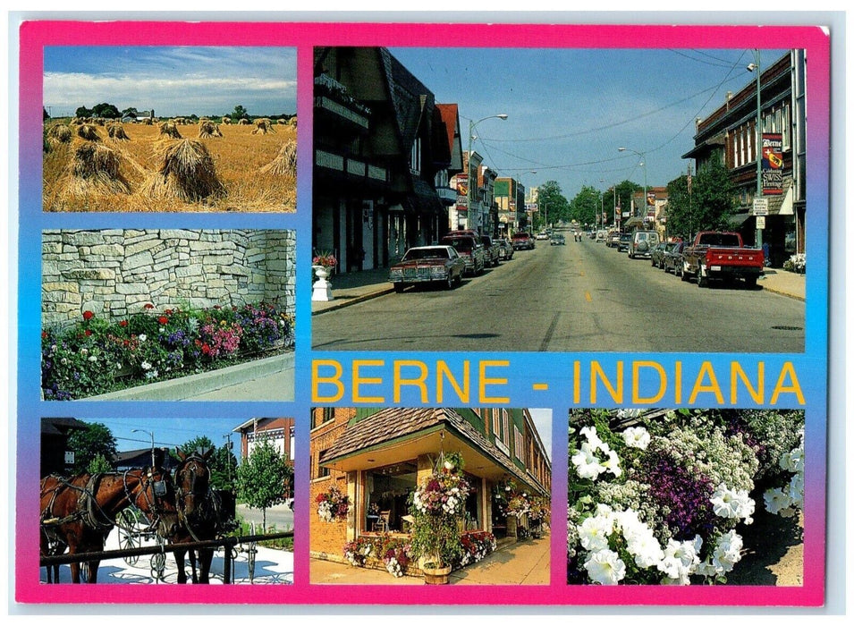 Berne Indiana IN, Devout Mennonite Immigrants Swiss Heritage Multiview Postcard