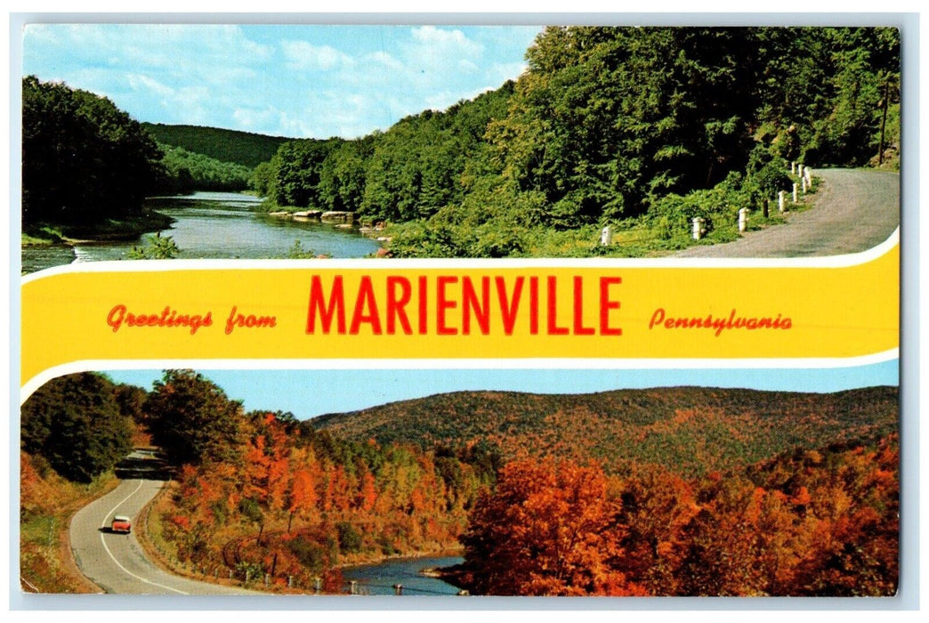 c1960 Greetings From Scenic Beauty Marienville Pennsylvania PA Vintage Postcard