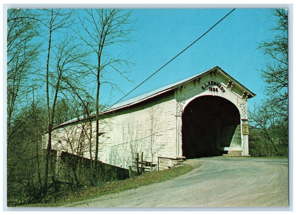 Moscow Covered Bridge Flatrock Creek Rush County Moscow Indiana IN Postcard