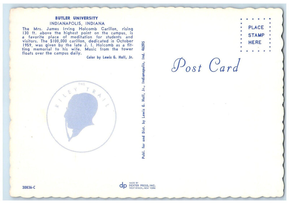 c1950's Butler University Mrs. James Irving Holcomb Indianapolis IN Postcard