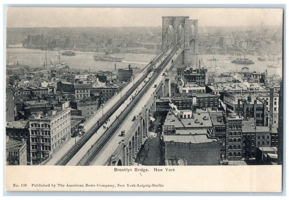 c1905 Bridge Buildings Steamer Ship Scene Brooklyn Ridge New York NY Postcard