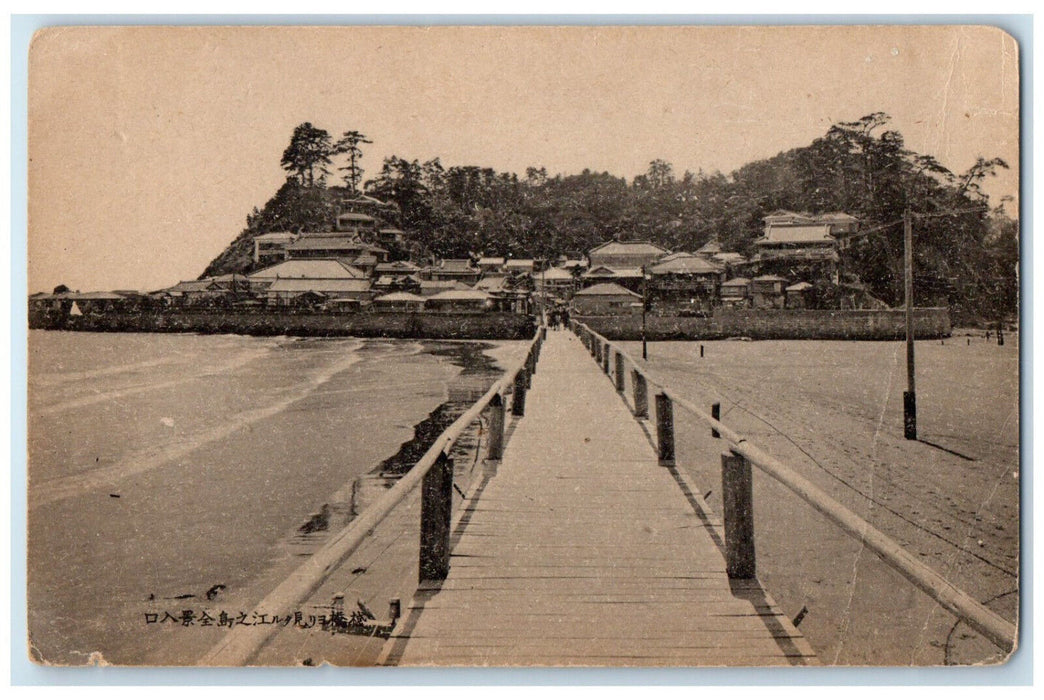 c1940's Bridge Houses Cottage Enoshima Kanagawa Japan Vintage Postcard