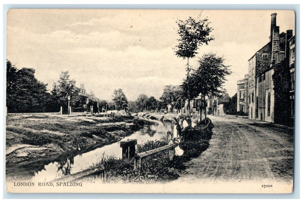 c1910 London Road Spalding Lincolnshire England Antique Posted Postcard