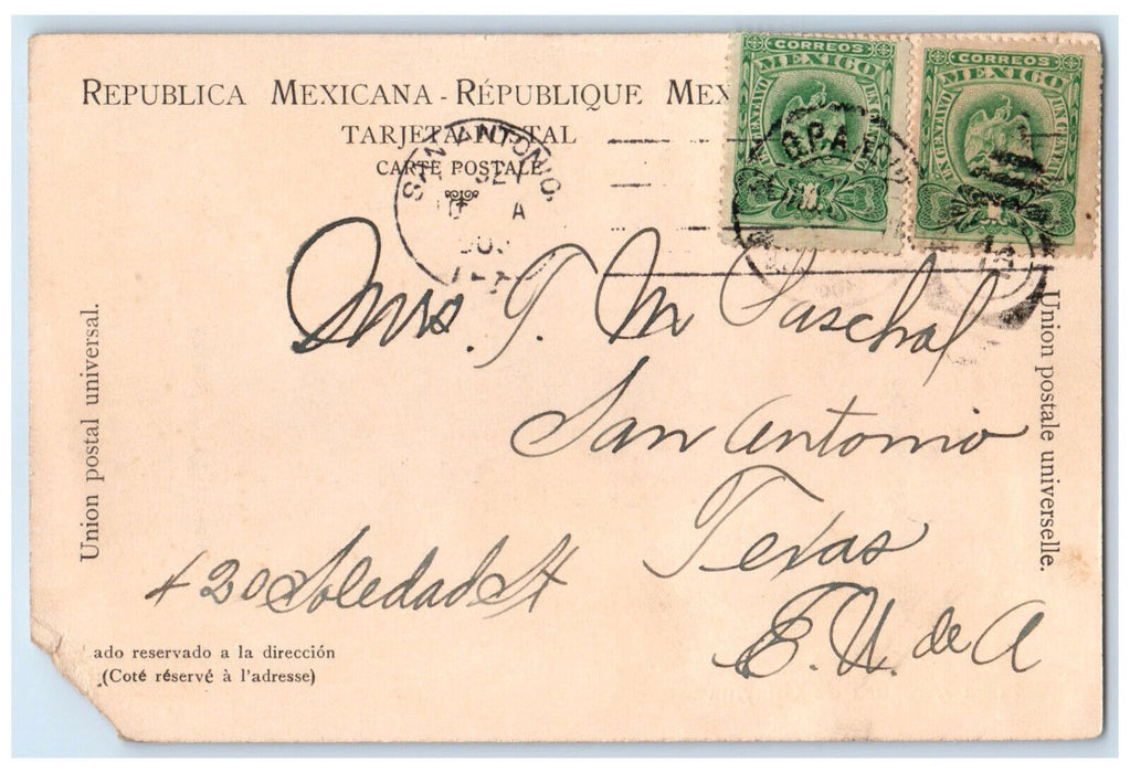 1903 Fountain View Plaza Zaragoza De Guaymas Mexico Antique Posted Postcard