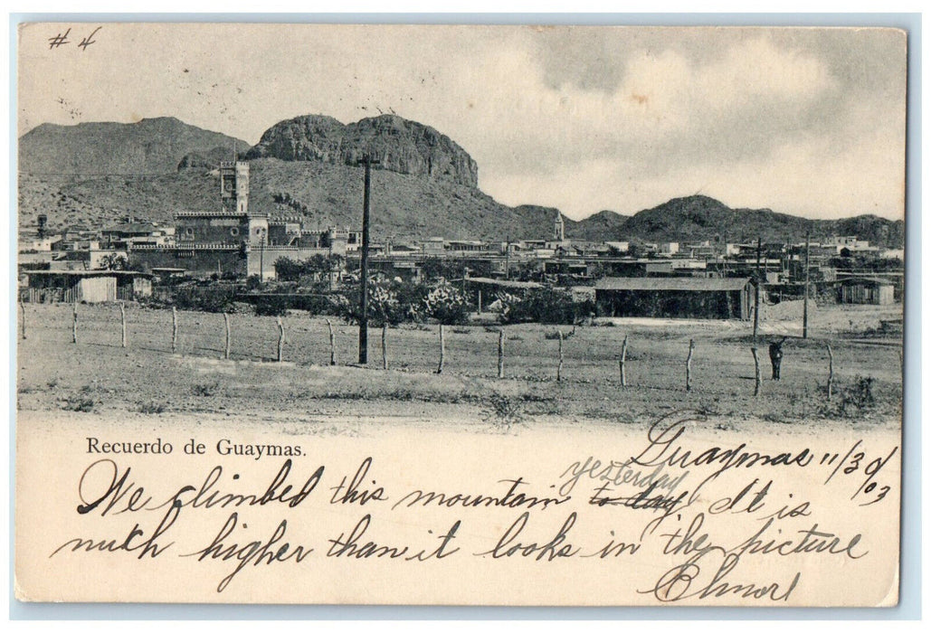 1903 Building View Recuerdo De Guaymas Mexico Antique Posted Postcard