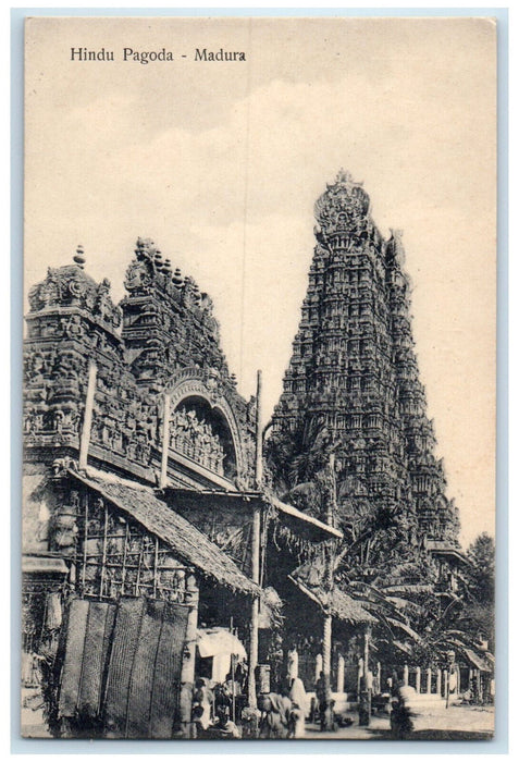 c1940's View of Hindu Pagoda Structure Madura India Unposted Vintage Postcard