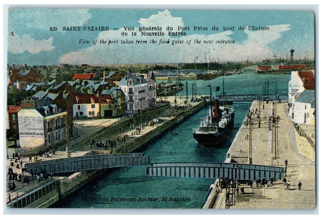 1936 General View Of The Port New Entrance Lock Saint-Nazaire France Postcard