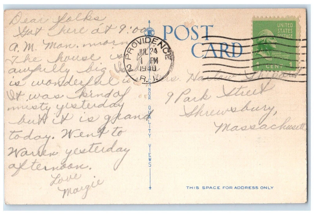1942 View Of Barrington Yacht Club Barrington Rhode Island RI Vintage Postcard
