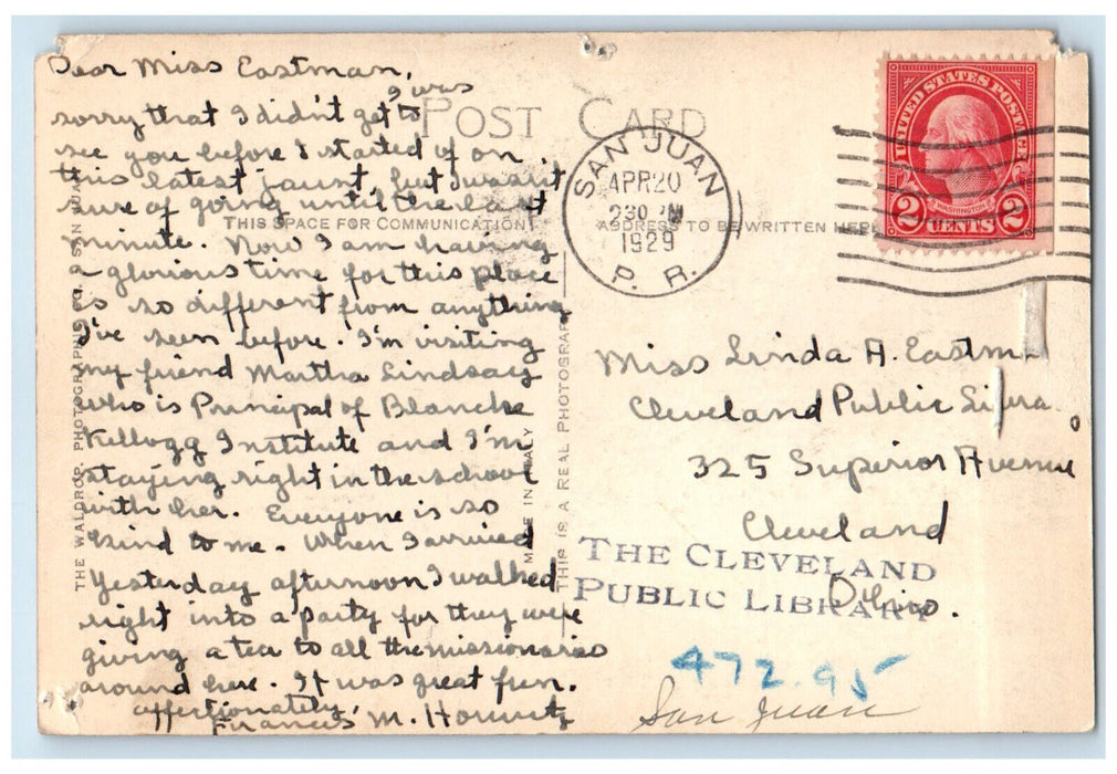 1929 Entrance to Old City Gate San Juan Puerto Rico Posted Vintage Postcard
