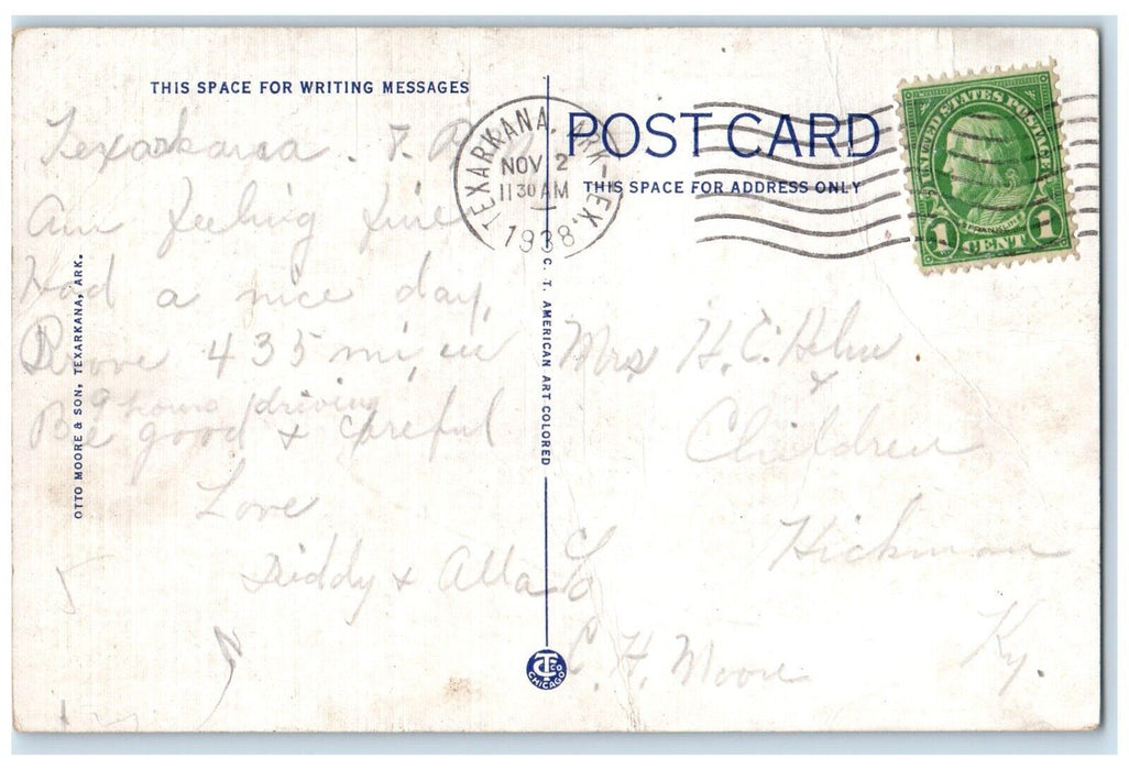 1938 Central Christian Church Texarkana Arkansas Texas TX Vintage Postcard