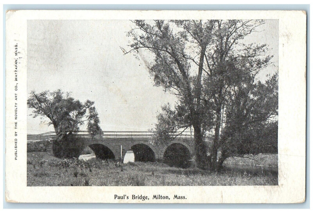 1905 View Of Paul's Bridge Milton Massachusetts MA Posted Antique Postcard