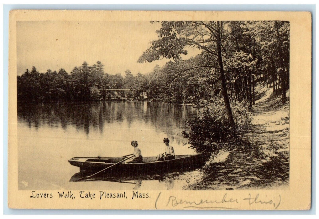 c1905 View Of Lovers Walk Take Canoeing Pleasant Massachusetts MA Postcard
