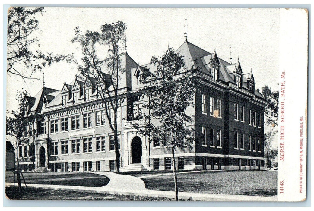 c1905 Exterior View Morse High School Building Bath Maine ME Unposted Postcard