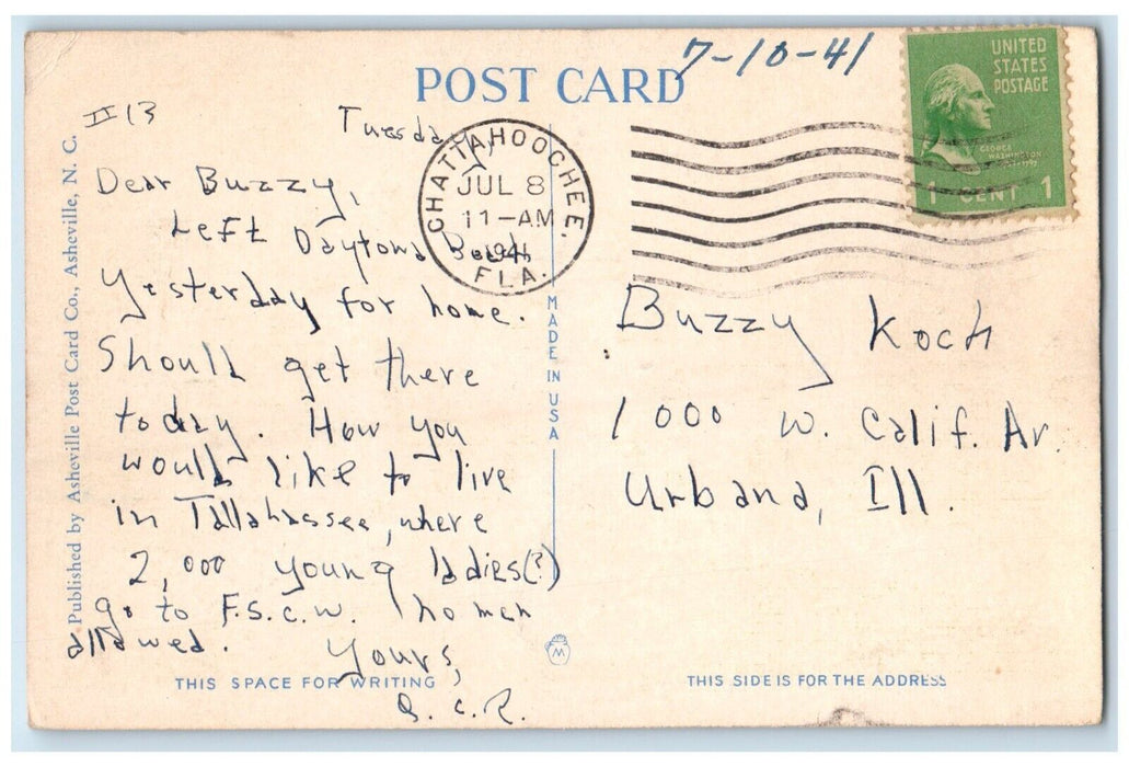 Administration Building Florida State College For Women Tallahassee FL Postcard