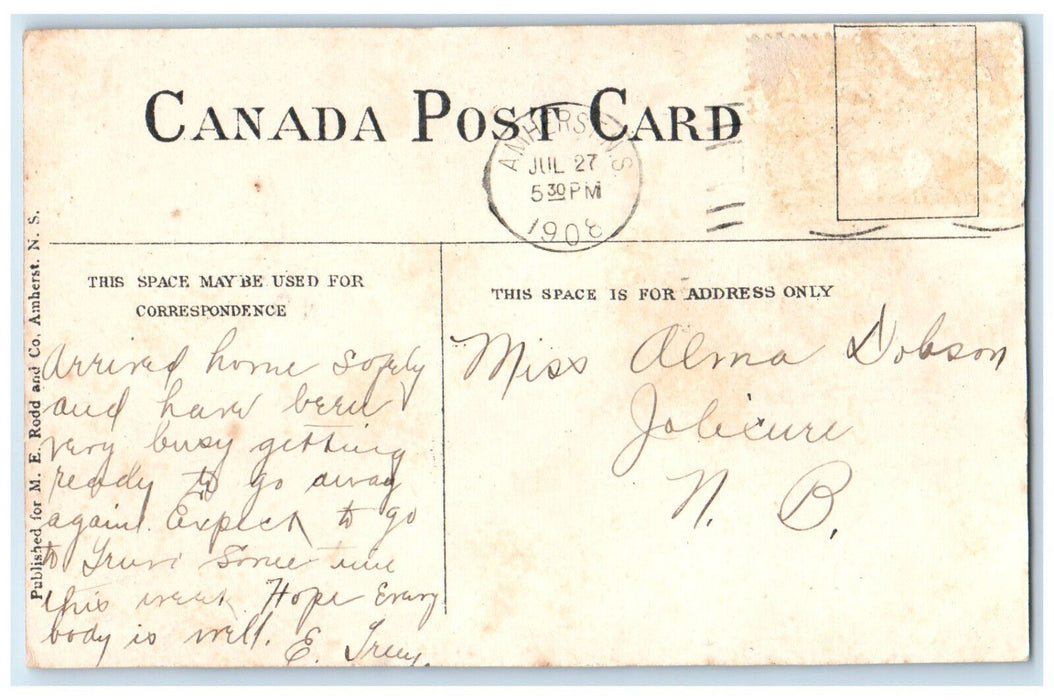 1908 Baptist Church Amherst Nova Scotia Canada Antique Posted Postcard