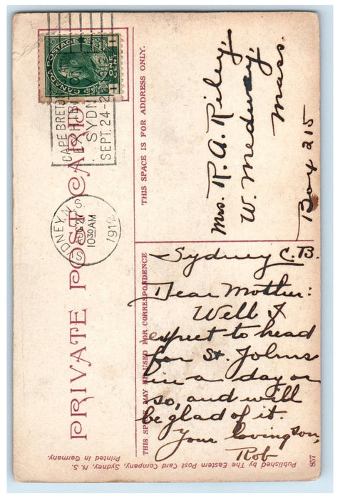 1912 Boating at Whycocomagh Cape Breton Canada Antique Posted Postcard