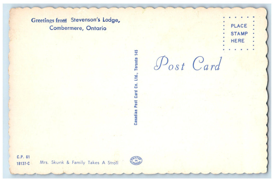 c1950's Greetings from Stevenson's Lodge Combermere Ontario Canada Postcard