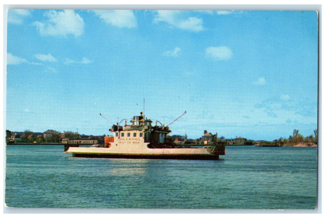 c1950's Passenger and Car Ferry Between United States and Canada Postcard