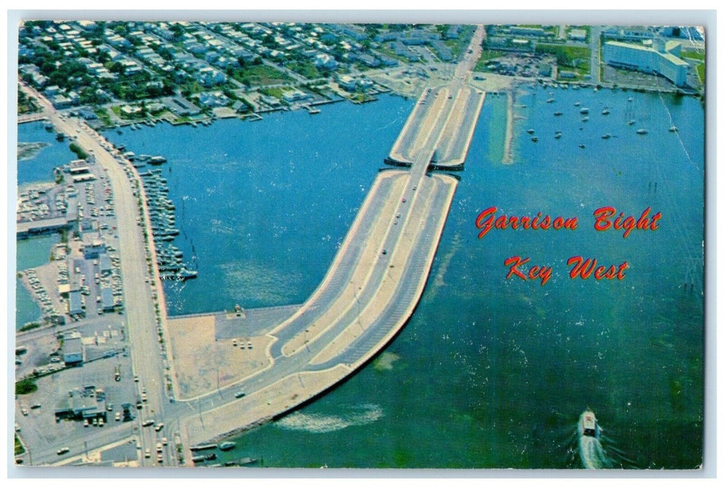 c1960 Aerial View Garrison Bight Home Bridge Charter Key West Florida Postcard