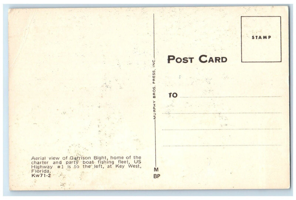 c1960 Aerial View Garrison Bight Home Bridge Charter Key West Florida Postcard