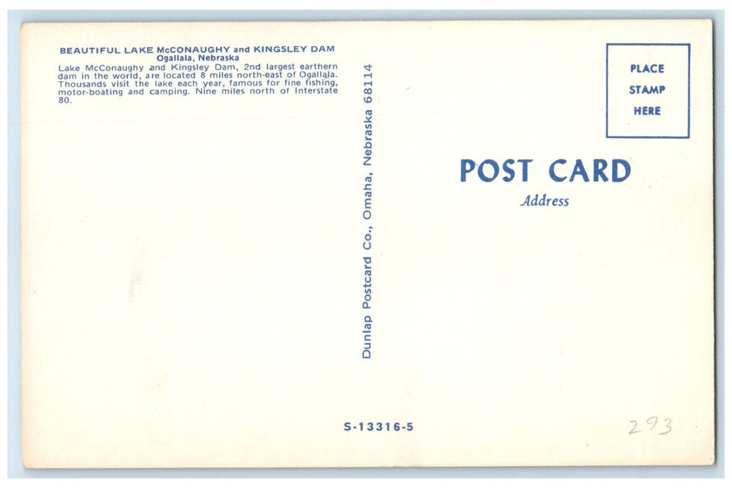c1960 Traveling Beautiful Interstate McConaughy Dam Ogallala Nebraska Postcard