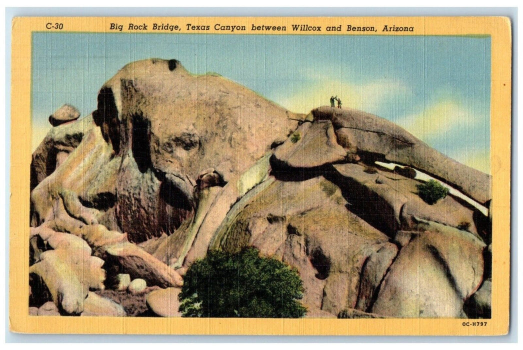 c1950's Big Rock Bridge Texas Canyon Between Willcox And Benson AZ Postcard