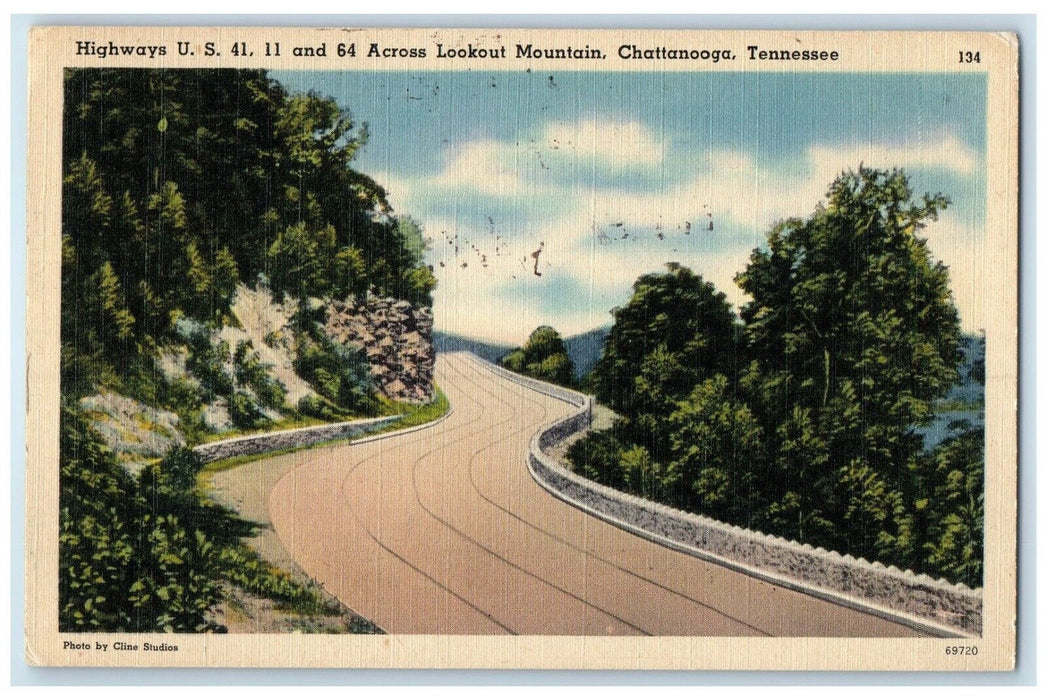 1947 Highways Across Lookout Mountain Road Street Chattanooga Tennessee Postcard