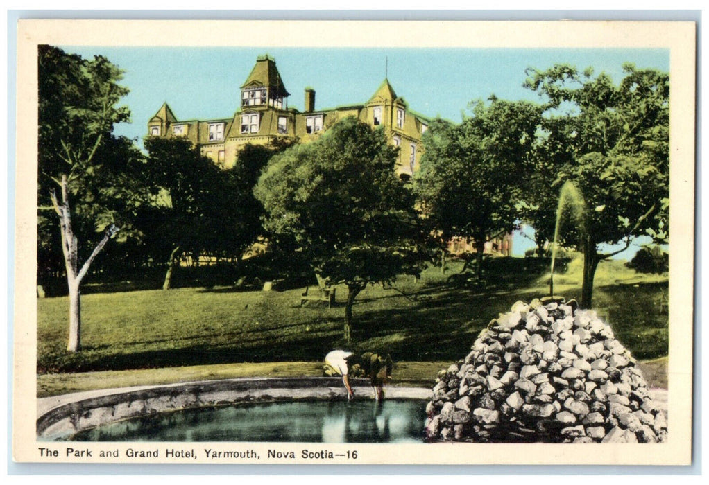 c1950's The Park and Grand Hotel Yarmouth Nova Scotia Canada Vintage Postcard