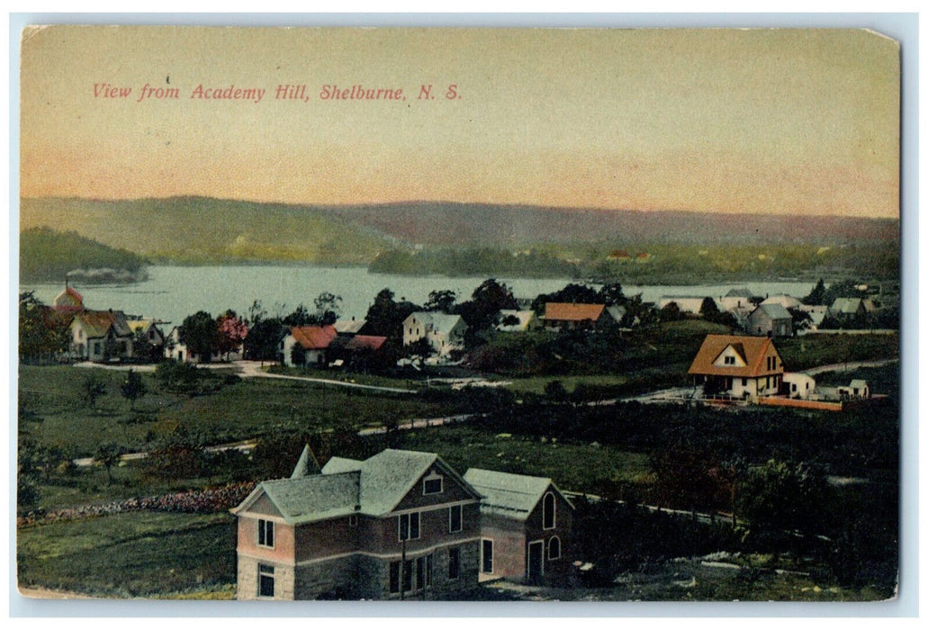 1909 View from Academy Hill Shelburne Nova Scotia Canada Posted Antique Postcard