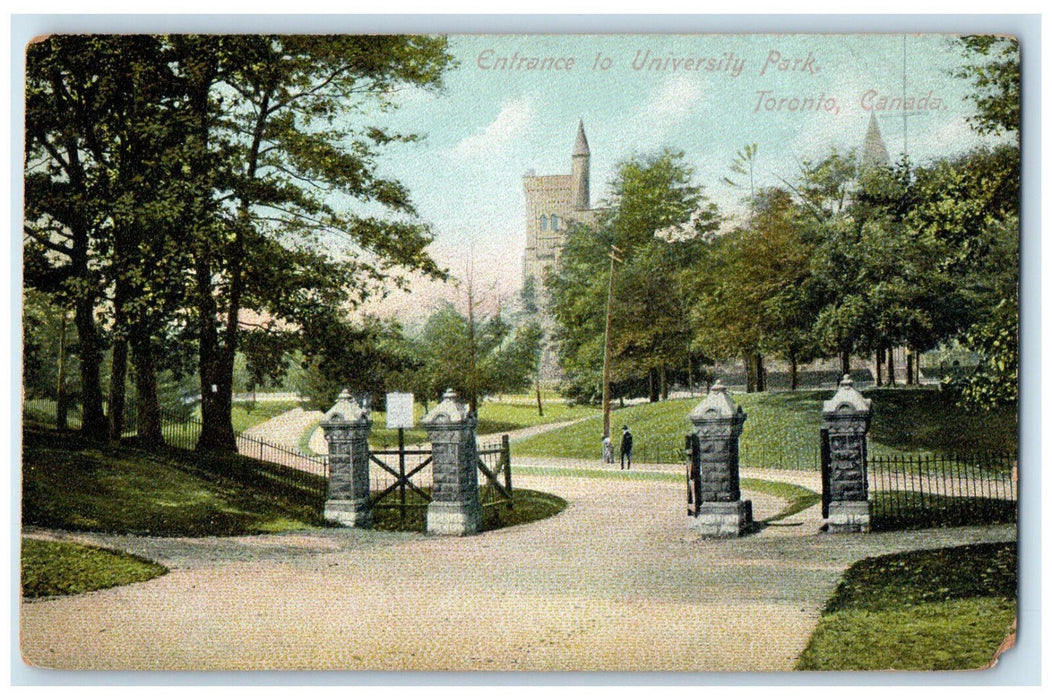 c1910 Entrance to University Park Toronto Ontario Canada Posted Postcard