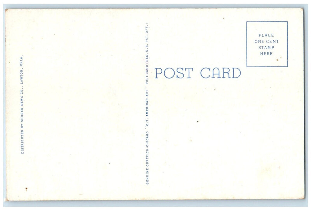 c1940 Exterior View USO Building Classic Cars Park Lawton Oklahoma OK Postcard