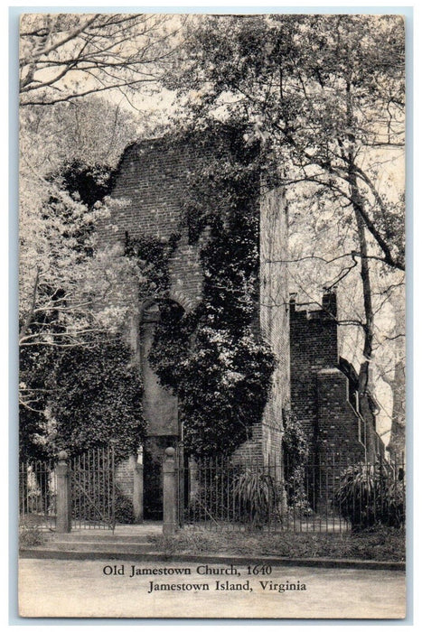 1931 Exterior Old Jamestown Church Jamestown Island Virginia VA Posted Postcard