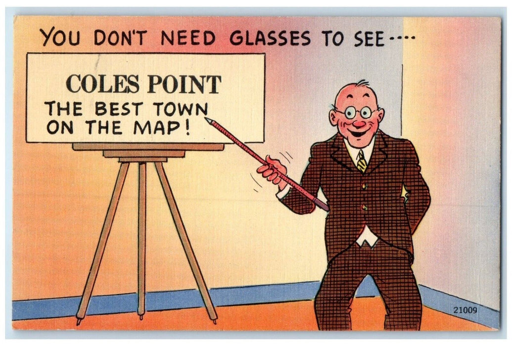 1940 You Don't Need Glasses To See Coles Point Tidwells Virginia Posted Postcard