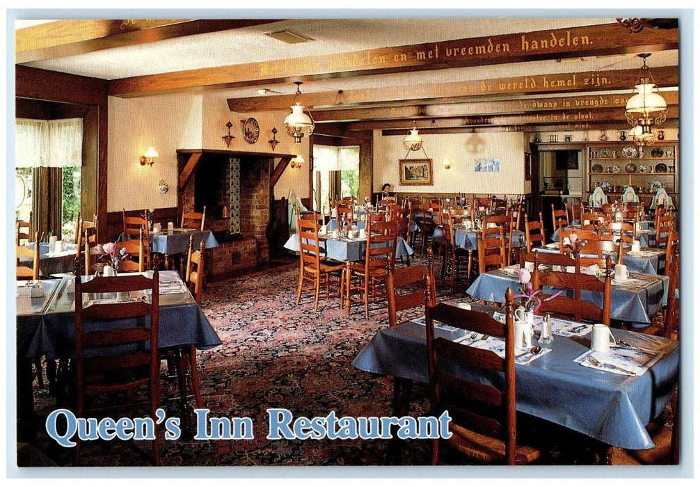 c1960 Queen's Inn Restaurant Cocktails Dutch Village Holland Michigan Postcard