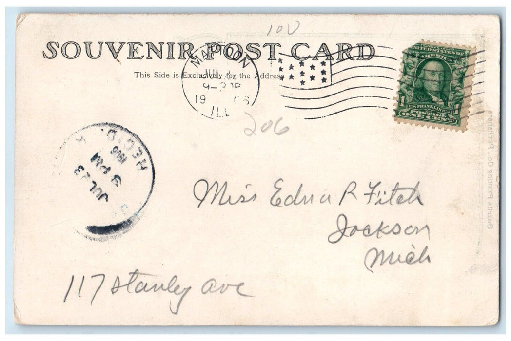 1906 View Western Avenue Looking East Street Mattoon Illinois Vintage Postcard